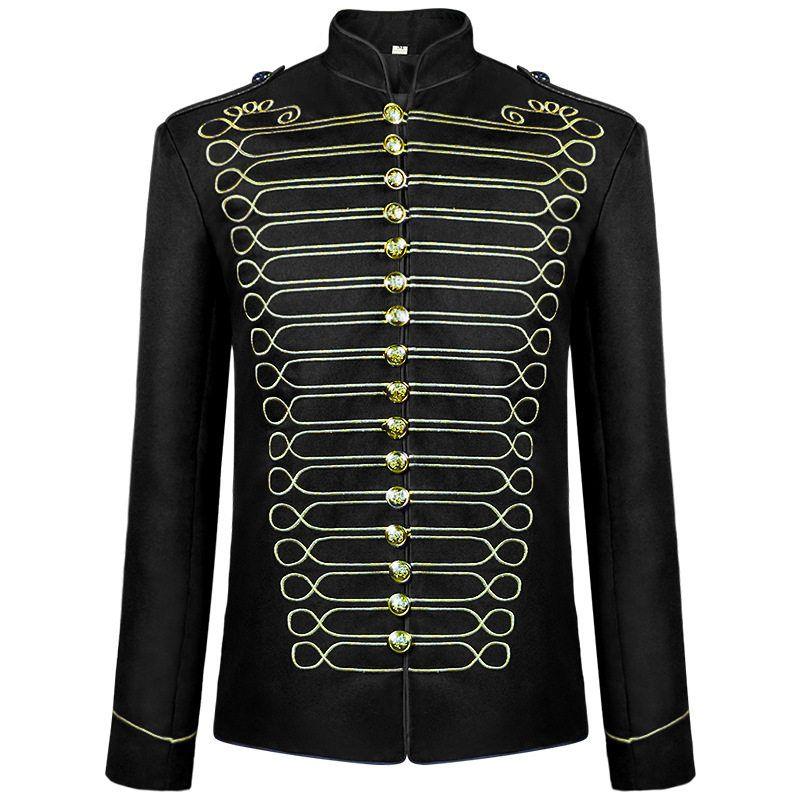 New Halloween Amazon Wish Medieval Men s Retro Gothic Steam Drummer Costume in Stock Snare Drum Set/Black Gold M