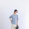 Cotton Blends T-shirt for Women Summer Japanese Solid Color Round Neck Flared Sleeve Basic Elegant Top