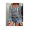 Women'S Bohemian Print V-Neck Long Sleeve Casual Blouses Shirts 1-Mixed Colors XL