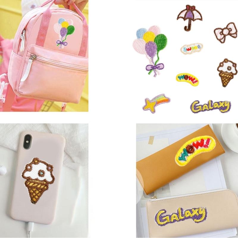 8 Pcs Ice Cream Iron On Patches Clothing Patches Lovely Bows Repair Patches Embroidery Patches for Bag Decoration