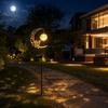 Solar Powered Outdoor Garden Stake Light Iron Art Moon and Bird Design Yard Landscape Decoration Pathway Lamp with Glass Globe