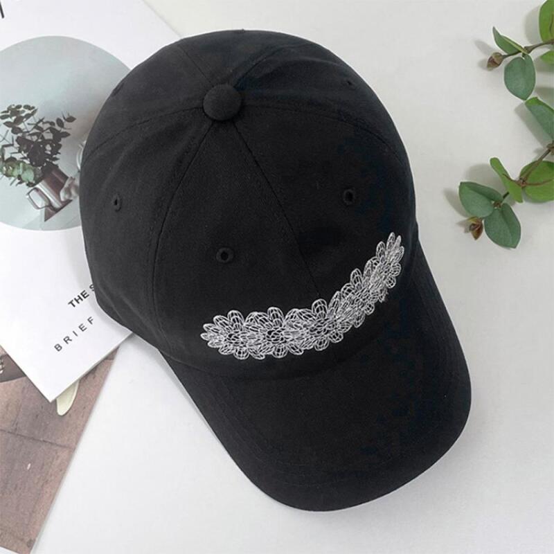 Zitore Ball Cap Hat Women s Floral Embroidery Black Flower black