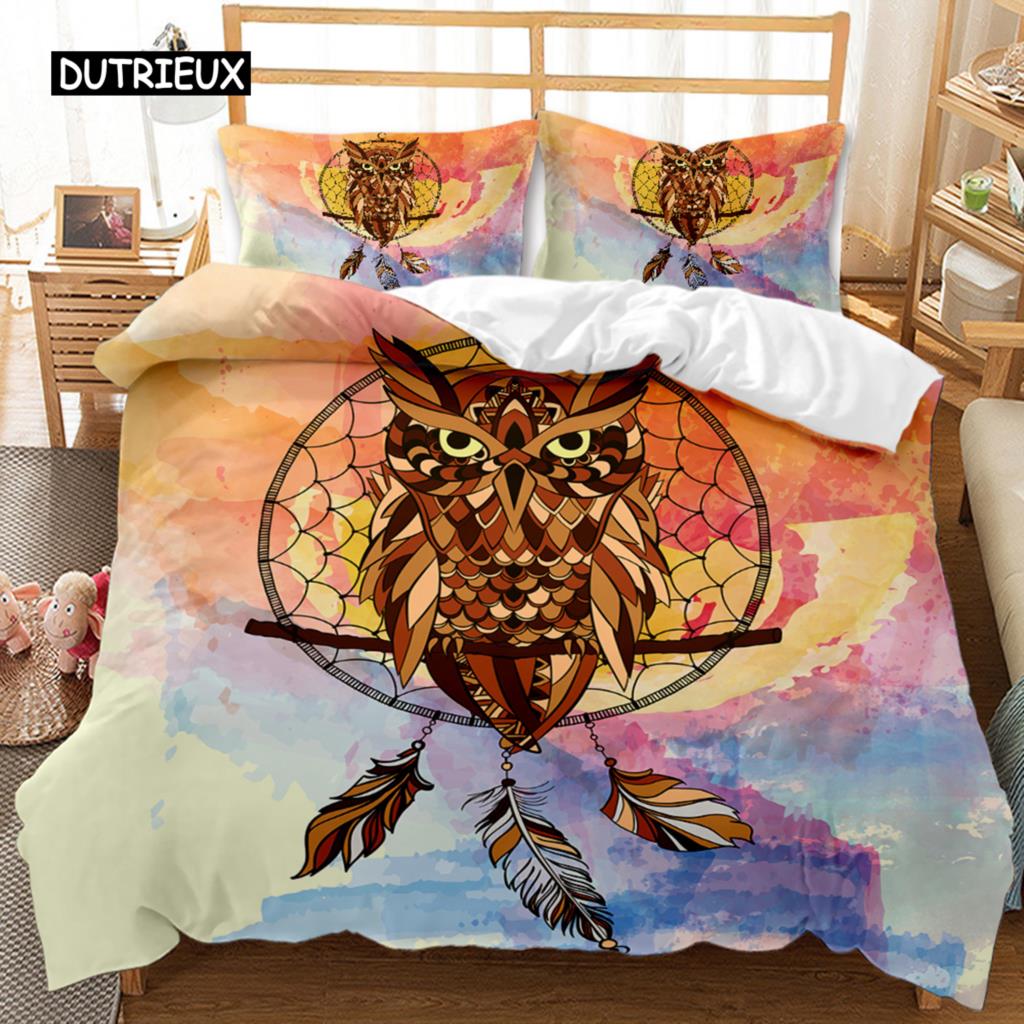 Owl Bedspread Cover Collection Adorable Owl for Kids Boys Girls Adorable Animal Bed Ensemble Bedclothes Full Size Queen Size King Size Size Polyester