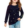 Christmas Day Girls' Long Sleeve Blouse - Round Neck Soft Waist Tunic