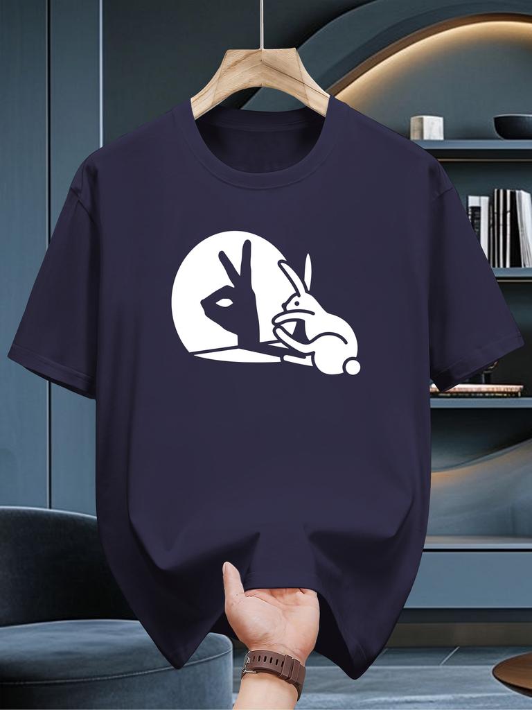 Summer Mens Cartoon Shadow Rabbit Print 100 Cotton Shortsleeved Tshirt A Fashion Casual Daily Wear Versatile Option Ladies