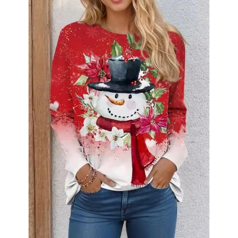 

Веселого Рождества 3D принт круглый вырез длинный рукав футболка модная женская одежда повседневная одежда Y2k женская одежда Харадзюку 5XL