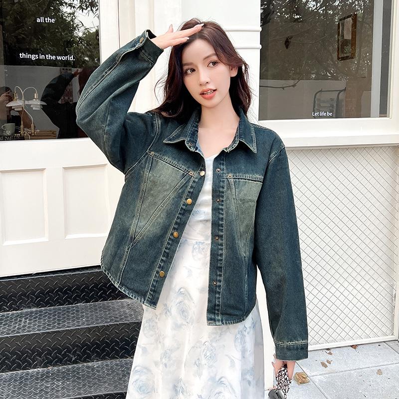 Autumn Korean Retro Slimming Denim Jacket for Women