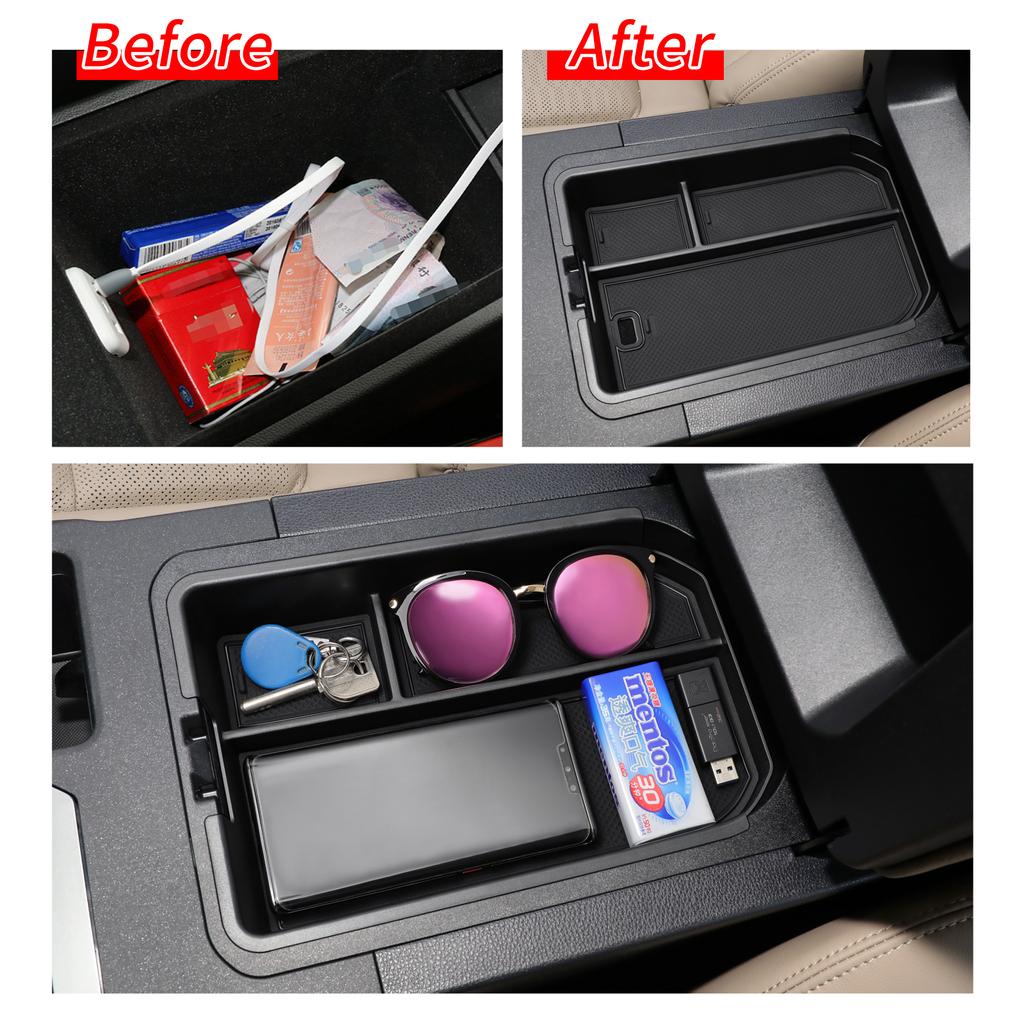 for Toyota Land Cruiser Prado 2024 J250 Center Console Armrest Storage Box Tray Organizer Accessories Tidying Black