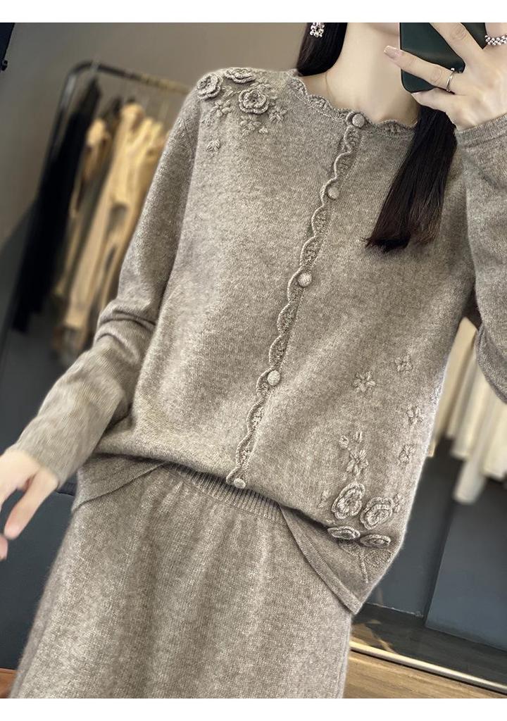 Women's 100% Pure Wool Knit Cardigan - Long Sleeve, Warm, Comfortable, Loose Fit, Slimming, Versatile Sweater.