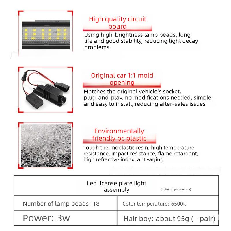 License Plate Light LED Compatible with Volkswagen Scirocco Golf Polo Phaeton Eos Car Accessories Auto Parts Lighting System