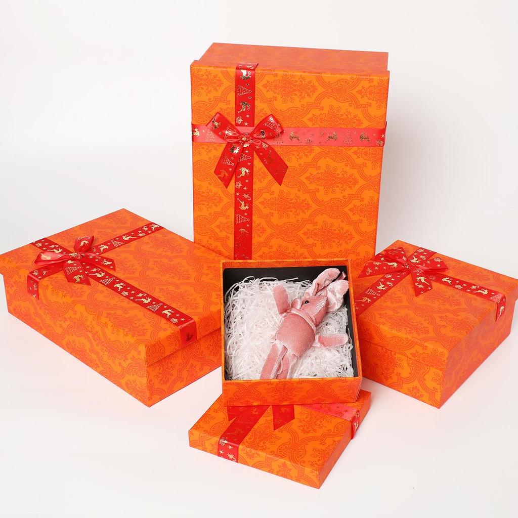 Large Red Gift Box with Ribbon Bow - Christmas or Birthday Scarf Box