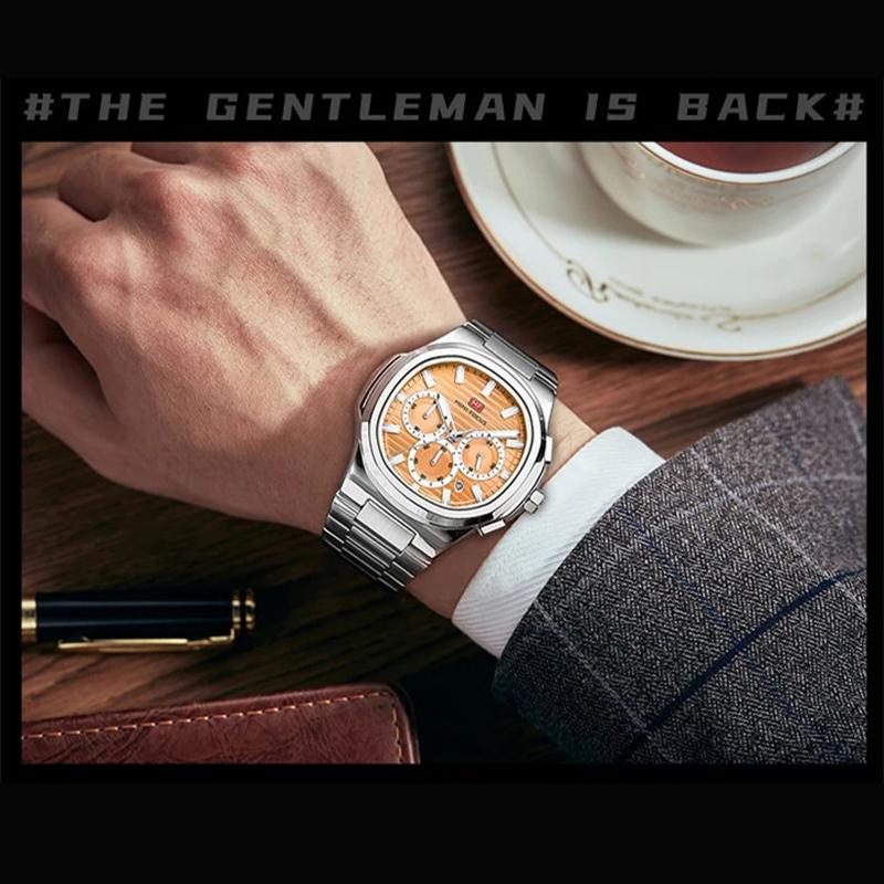 Stainless Steel Man Watch Leisure Fashion Quartz Wrist Watches Waterproof Outdoor Multifunctional Business Watch