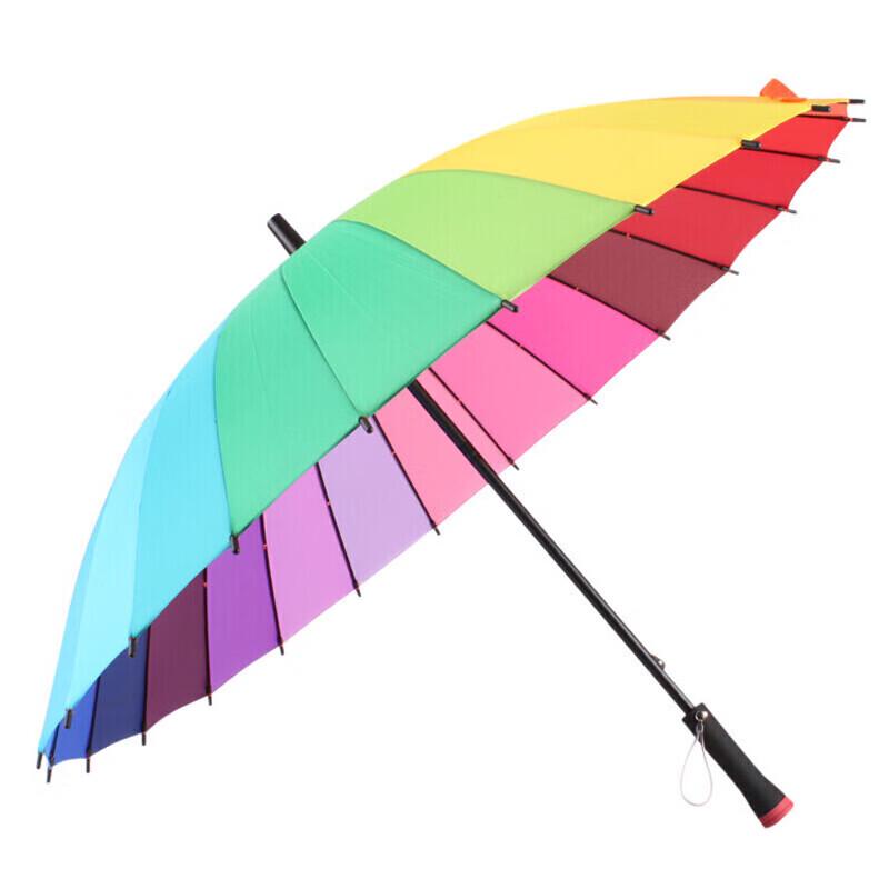 MAYDU 24-Rib Double Rainbow Straight Umbrella
