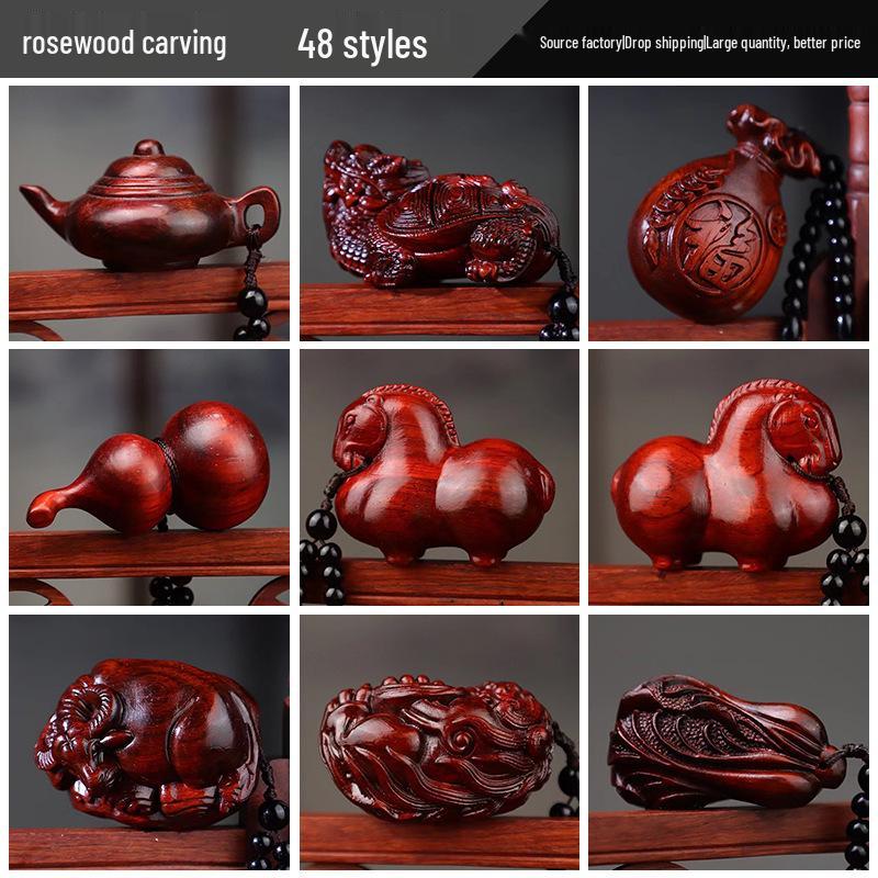 Rosenholz Pixiu Reichtumsanhänger - Nashornhorn-Design