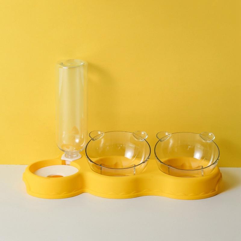 Automatischer Futterautomat für Katzen, Doppelnapf, 3-in-1-Wasserspender, Hundefutterbehälter, erhöhter Ständer, Futternapf für Haustiere, Sicherheit