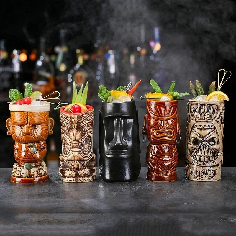 60 Types Ceramic Hawaii Tiki Mugs Creative Cocktail Glasses Beer Glass Martini Glasses Wine Glass Funny Cup Gift for Men