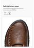 Men's Large Casual Leather Shoes - Soft Sole, Hand-Stitched, Lace-Up for Middle-Aged & Elderly.