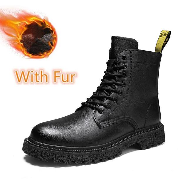 

New Handmade Mens Boots Casual Shoes Men Full Grain Genuine Leather Men S Boots Outdoor Winter Plush Snow Boots Size 38 -46 44