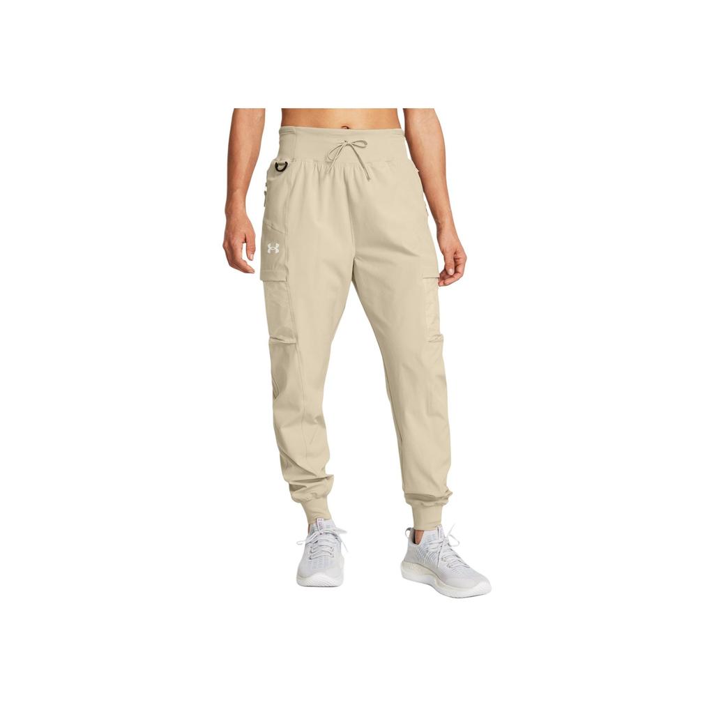 Under Armour Solid Color Casual High Waist Sports Pants Women Bottoms Beige 1383359-289