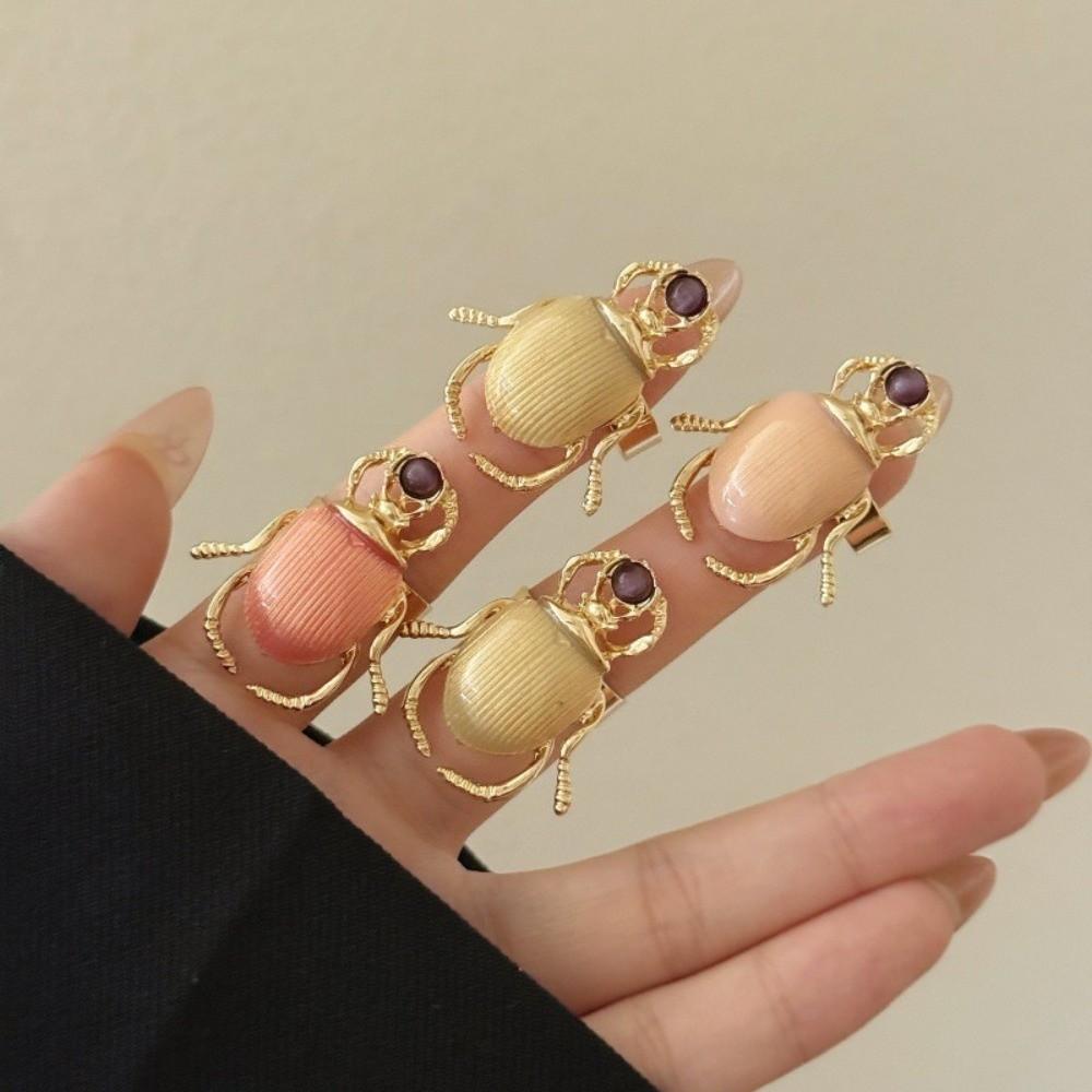 Punk Style Beetle Opening Ring Macaron Color Enamel Beetle Ring Retro Insect Ring  Decoration