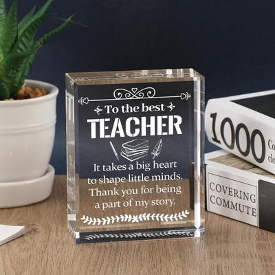 Teacher Appreciation Gifts: Engraved Crystal Plaque. "Thank You" Gifts for Best Teachers (women/men).