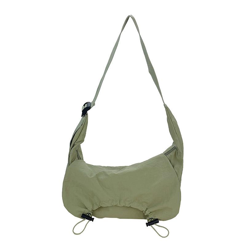 Canvas Casual Nylon Shoulder Bag With Drawstring Closure For Travel And Outdoor Use