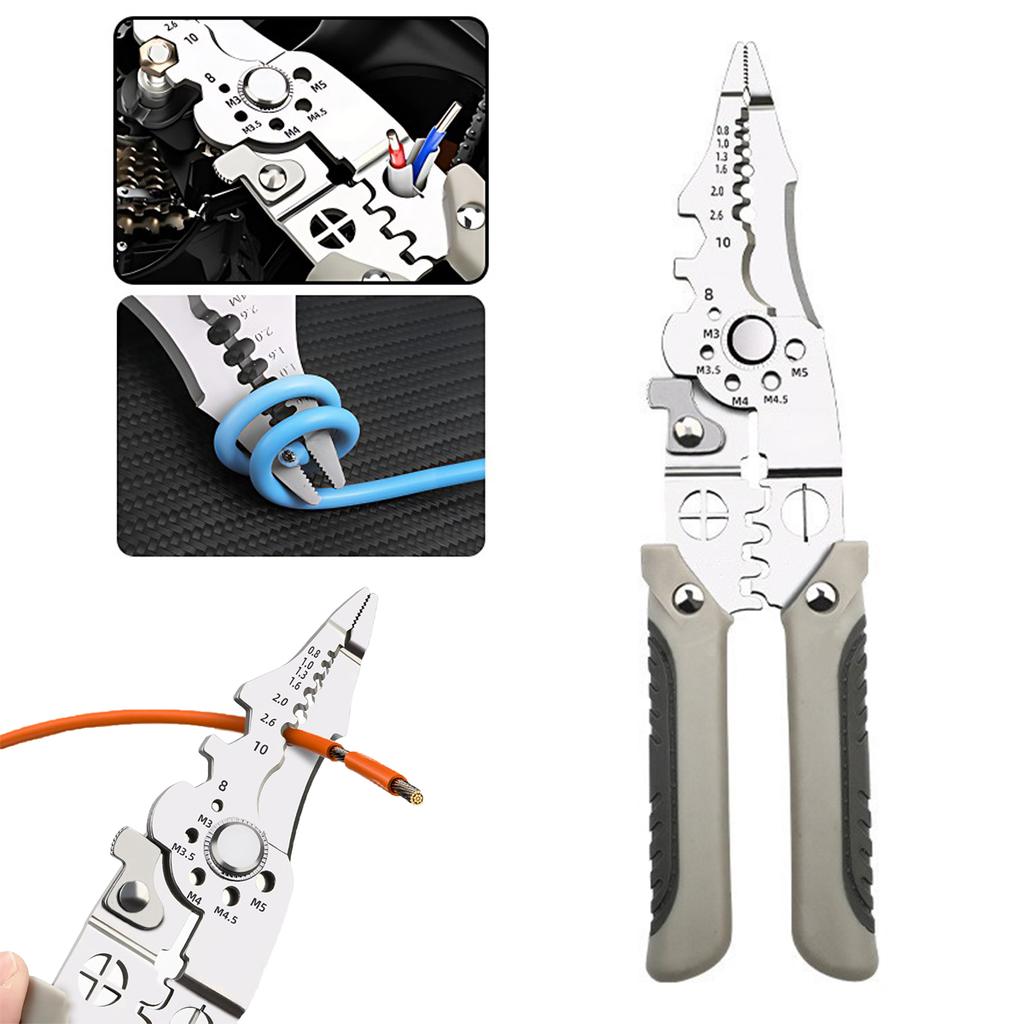 Wire Stripper & Crimper – Manual Multi-Function Pliers for Narrow Spaces, Precision Cable Cutter for 0.8-2.6 mm, Heavy Duty Tool