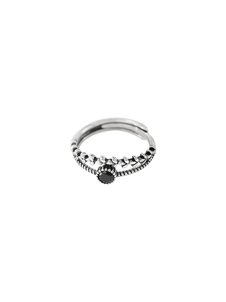 Women s Black Zirconia Double Layer Twisted Ring - Adjustable Retro Fashion Statement Open Adjustable