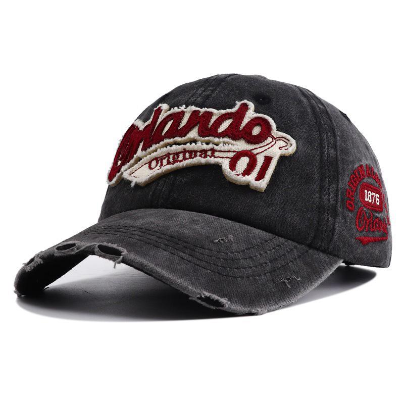1PC Peaked Cap Spring Summer Embroidery Sun Visors Baseball Hat Punk Holes For Men Women Snapback Hip Hop Letter Washed Cotton