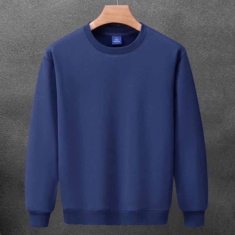 Men's 320g Heavyweight Drop Shoulder Crew Neck Sweatshirt, Autumn/Winter, Solid Color Cotton Pullover, Long Sleeve, Trendy Design