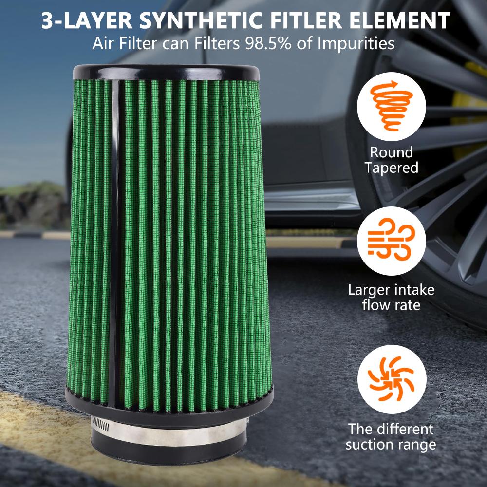 RASTP-3" 3.5" 4" Race Car High Flow Cold Air Intake Air Filter Three Sizes Conical Washable Air Filters 10.6" Tall OFI141
