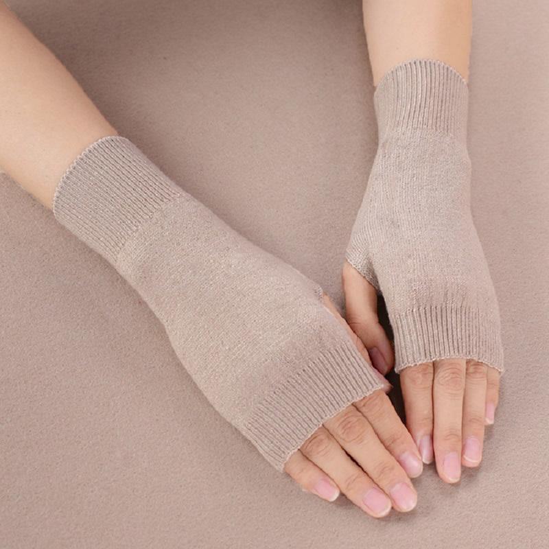 Wollhandschuh für Damen Winter Gestrickt Fingerlos Warm Weich Uni Dehnbar Halbfingerhandschuh Dame Elastisch Kurz Kaschmir Cosplay Handschuhe