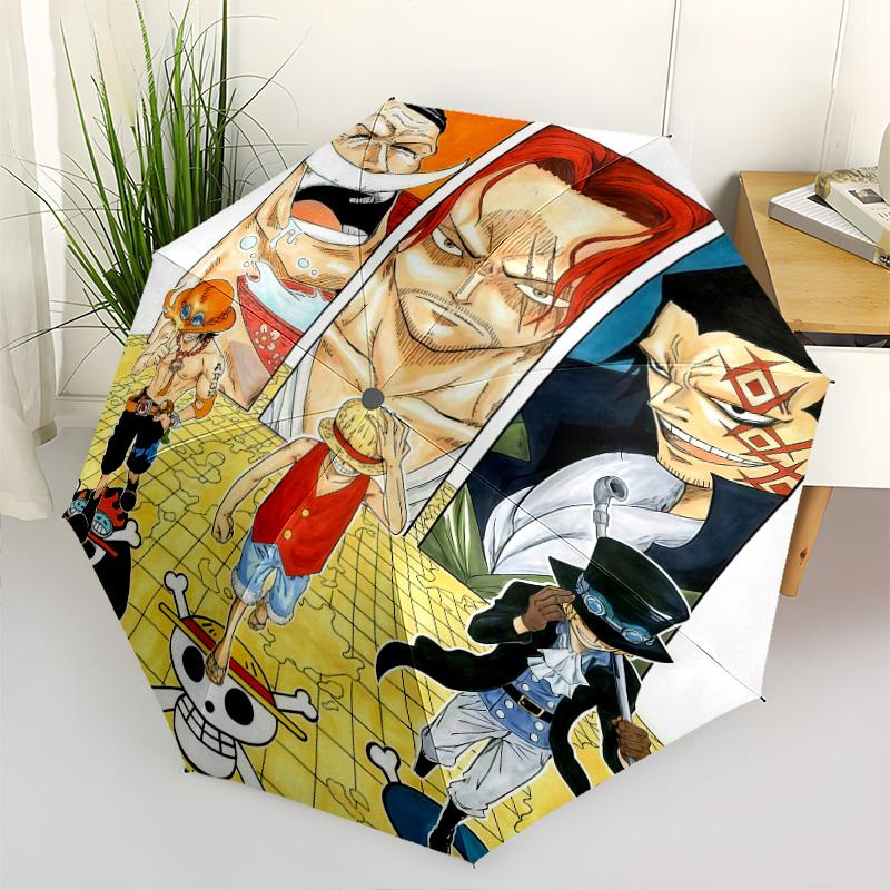 1 Stück Automatischer Faltregenschirm - Anime One Piece Muster Tragbares faltbares Design Mit 8 Rippen Weihnachts-Geburtstagsgeschenke