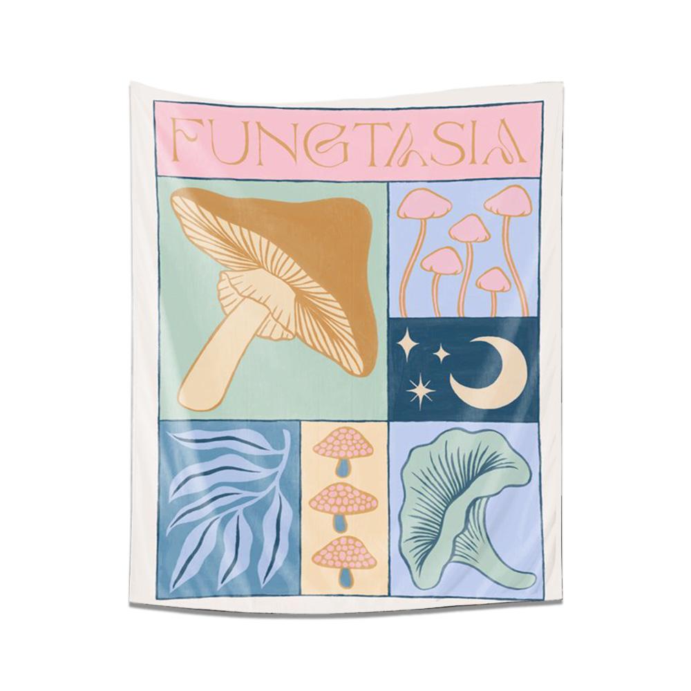 Dreamy Mushroom World Modern Minimalist Wall Decorative Tapestry 74x94cm(29x37in)