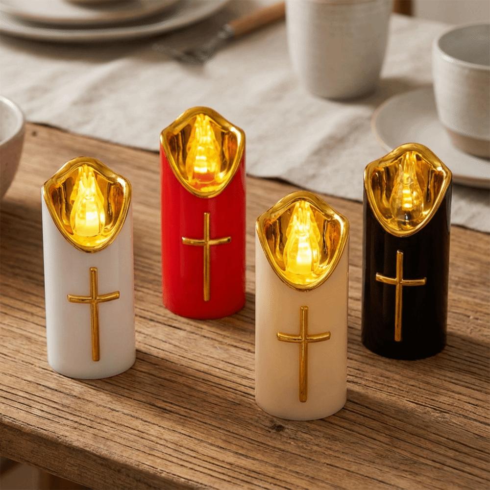 Resuable Christian Cross Candles Waterproof Realistic Flame Candles  Church Use