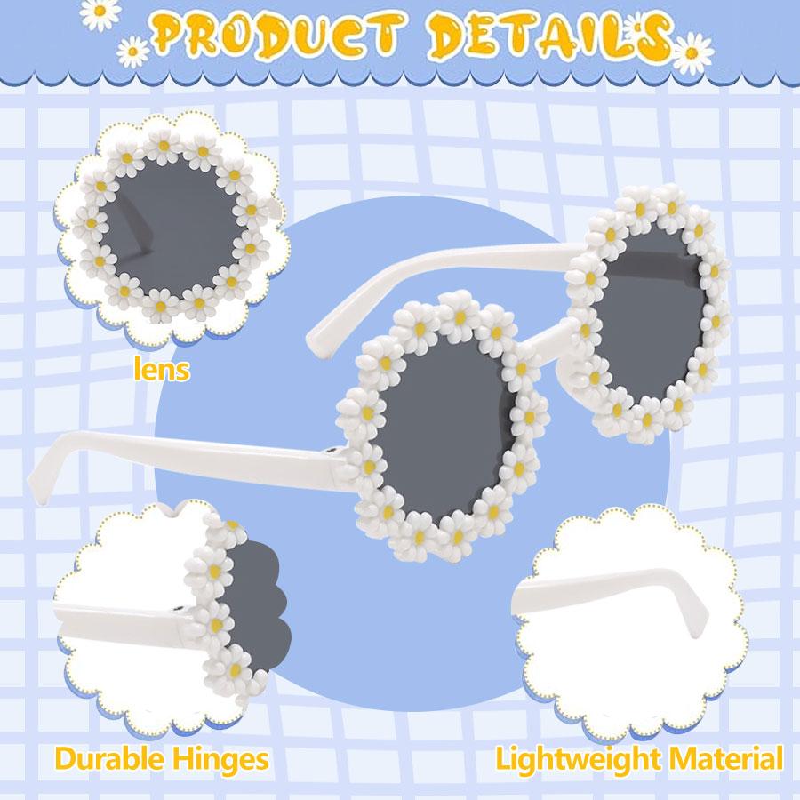 Niedliche Gänseblümchen-Sonnenbrille Kinder Sommer Strandaccessoires Gänseblümchen-Brille Hippie-Party-Dekoration