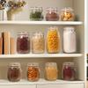 2PCS Airtight Glass Jar with Lid Glass Storage Containers with Lids Striped Clip Fastening Jar for for Canning Pasta Coffee Bean