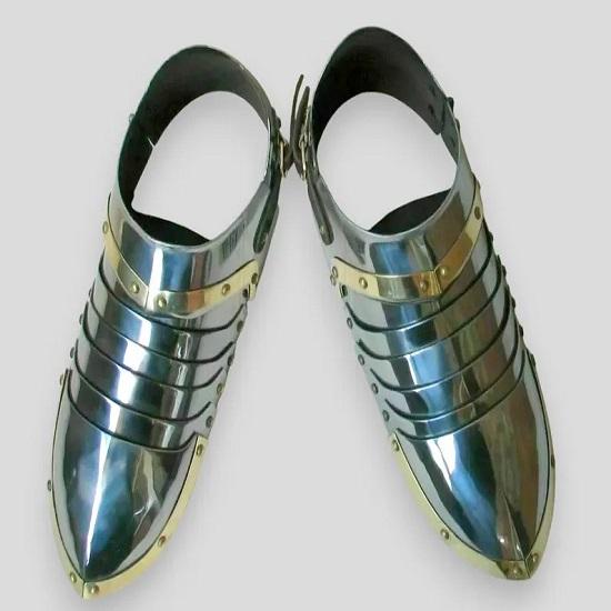 Medieval Armor Sabaton Shoes Warrior Gothic Brass And Steel Shoes Knight Armor Sabatons Steel Shoes For LARP  Cosplay