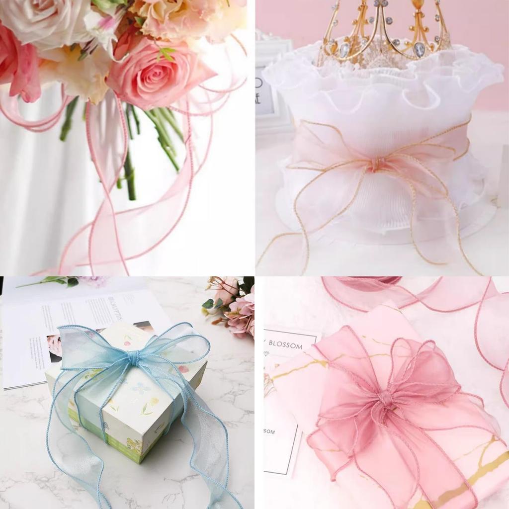10 Colors Organdy Lace 4cm Length Handicraft Wavy Rich 10 Wrapping Coming of Age Party Gift DIY Hair Accessories [Wdlife] Ribbon, Ribbon, Width,