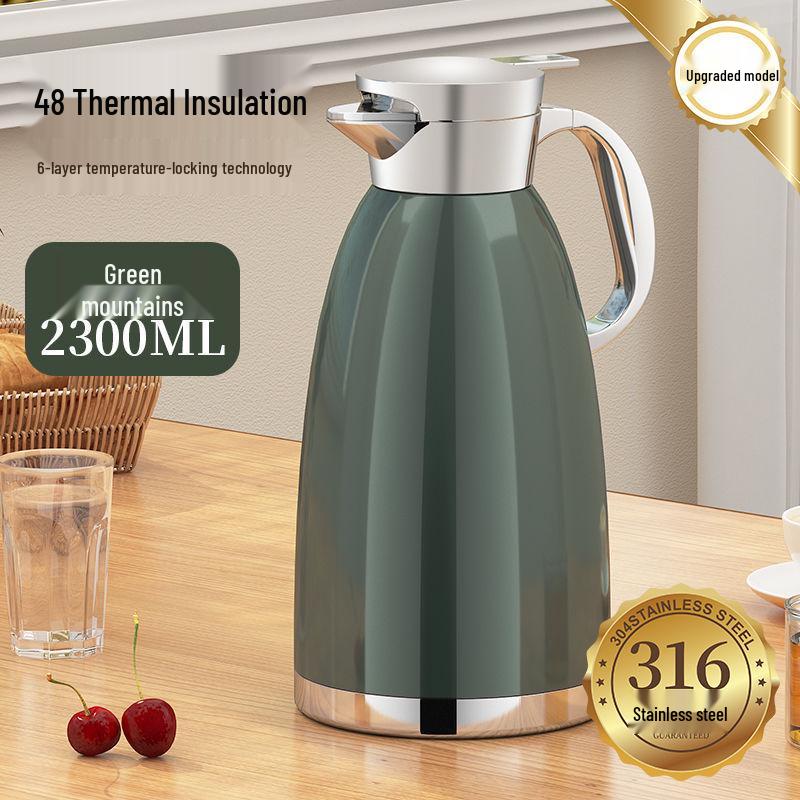Large Capacity Stainless Steel Thermos Pot - Long-Lasting Hot Water and Boiling Bottle for Home or Restaurant Use.