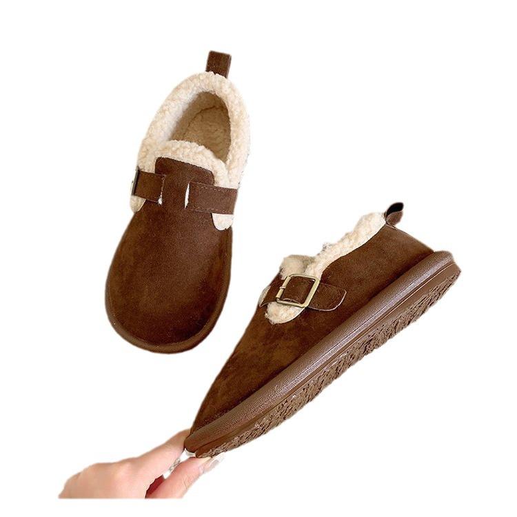 Plus Size Women's Fleece-Lined Snow Boots with Thick Soles and Flat Bottom Moccasins, Size 43