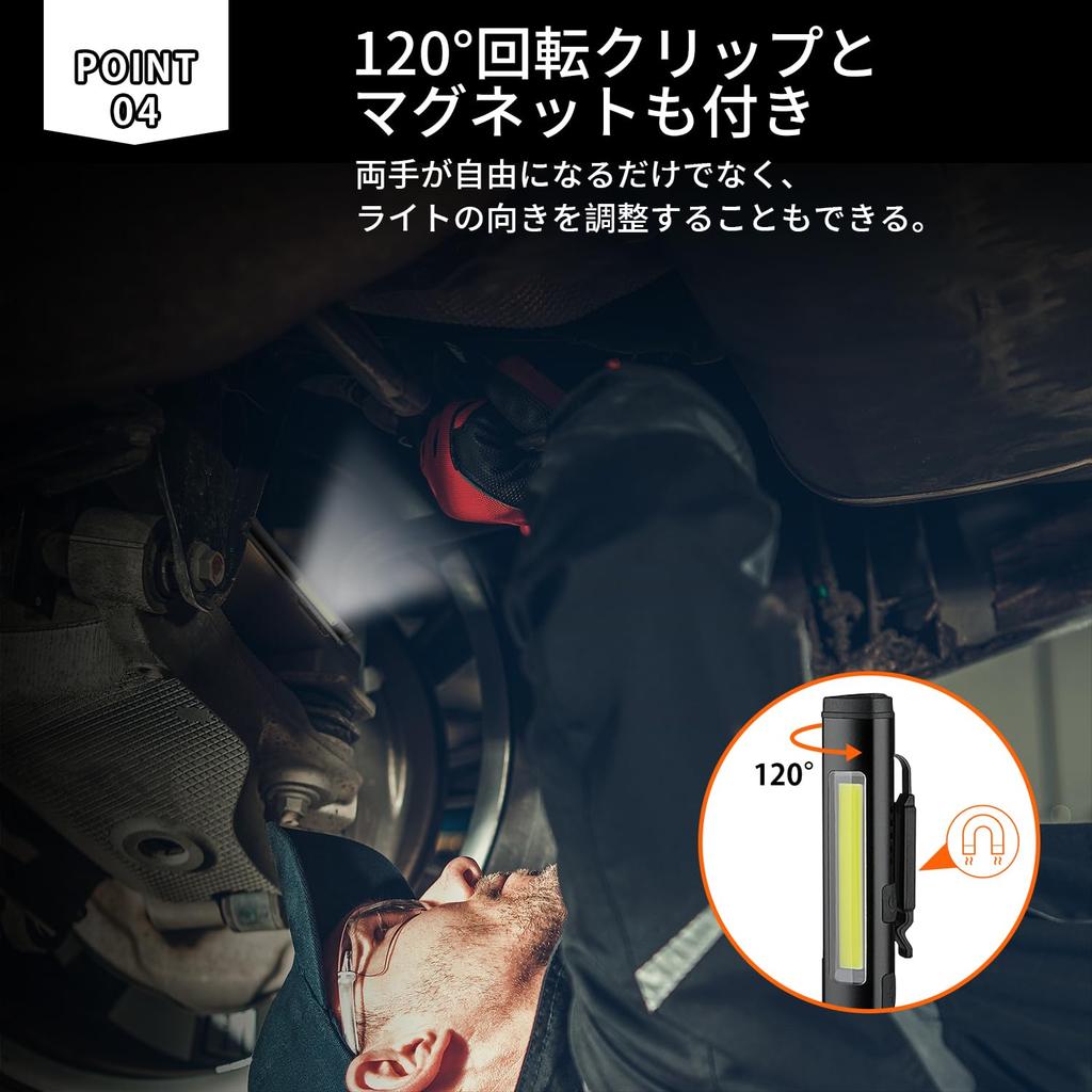 Yalanme LED Penlight Work Light, COB UV 3-Way Lighting, USB Rechargeable, Magnetic, Lightweight, Compact, for Inspection, Counterfeit Prevention, Mine