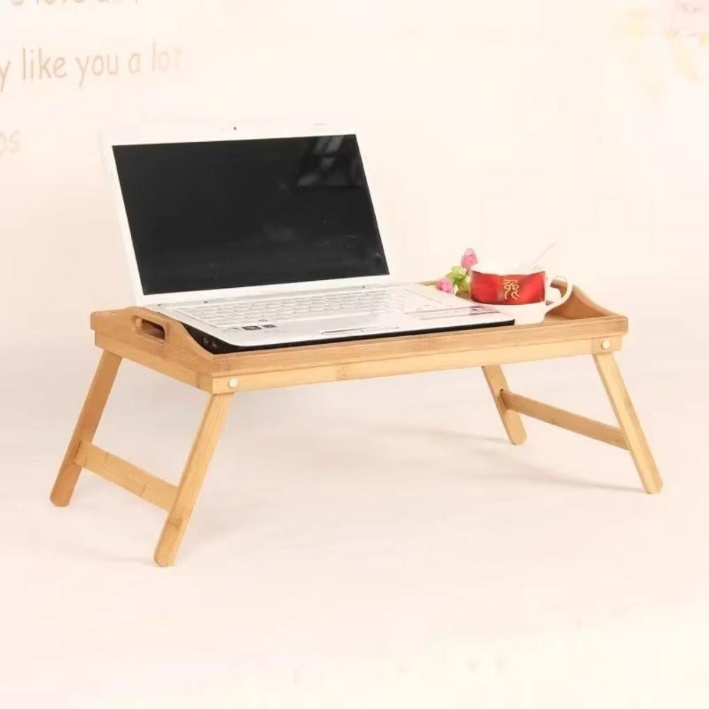 Folding Table Bamboo Bed Desk New Breakfast Dessert Tray Bedroom