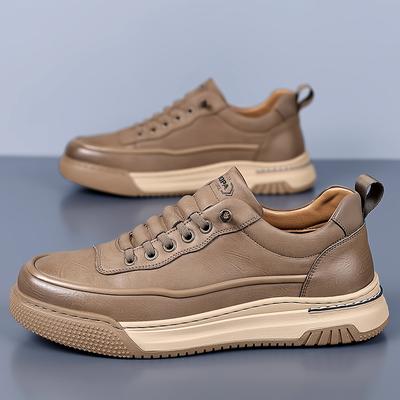 Beliebte Herren-Sneaker mit Schnürung, bequeme Freizeitschuhe aus Leder, Oxford-Schuhe, flache Schuhe, rutschfeste Wanderschuhe für Herren, Trekkingschuhe