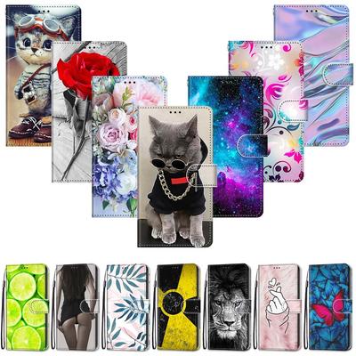 Capa protetora luxuosa de couro pintado estilo carteira livro para Samsung Galaxy M53 M52 M33 M32 M23 M11/Samsung Galaxy J7 J6 J5 J3/Note 10/Xcover 5