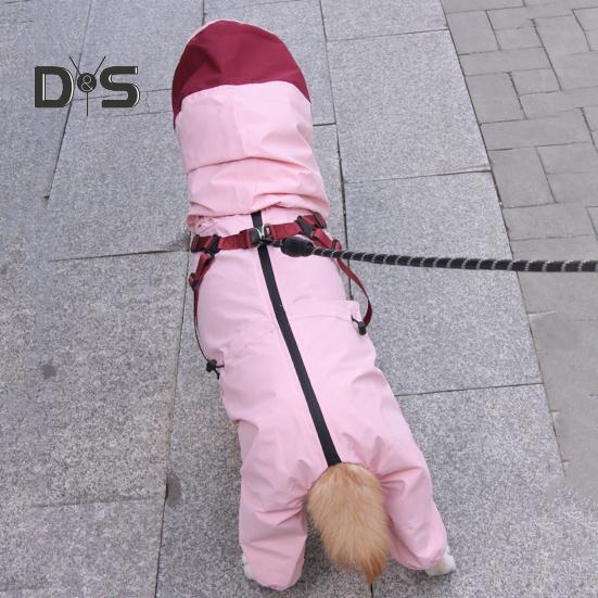 Pet Raincoat Hooded Dog Rain Jacket Double Layer Waterproof Poncho Outdoor Rainwear Clothing for Small Medium Dogs