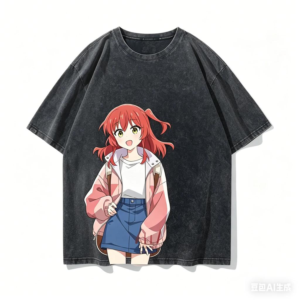 Bocchi der Fels! Anime-Liebhaber Gewaschenes T-Shirt Ganzjahreskleidung Persönlichkeit Kleidung Große Größen Unisex Streetwear Paare Klassisch