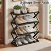 Creative Simple Assembly Shoe Rack Steel Tube 4-Layer Solid Color Assembly Home Shoe Rack For Porch Living Room Storage Rack