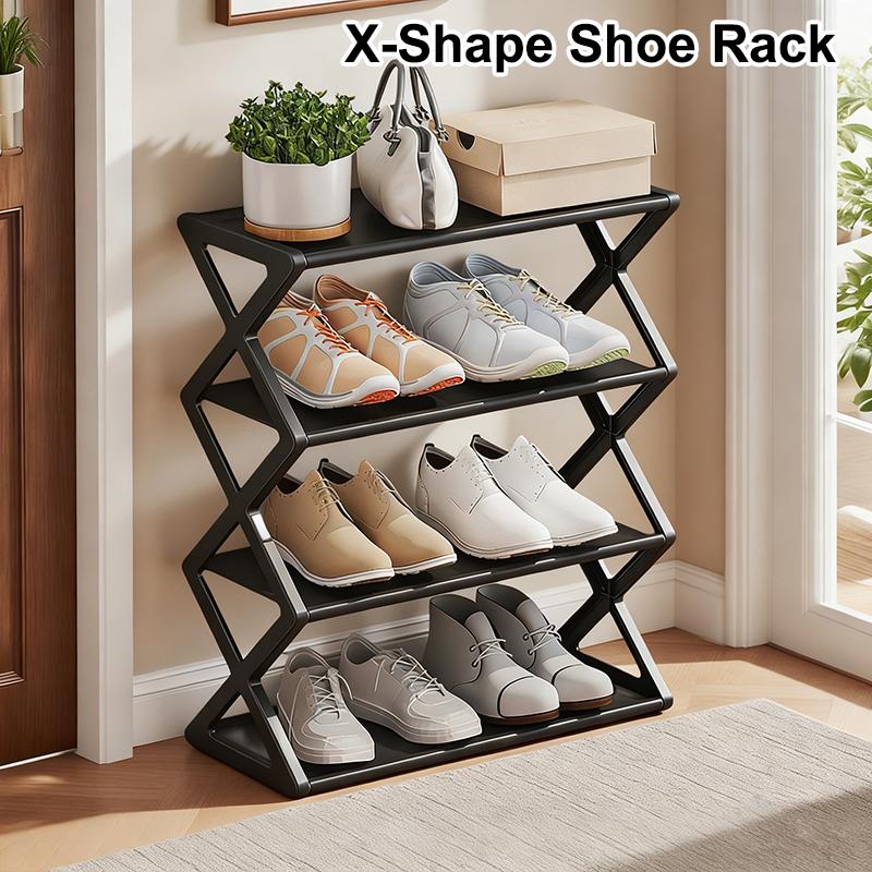 Creative Simple Assembly Shoe Rack Steel Tube 4-Layer Solid Color Assembly Home Shoe Rack For Porch Living Room Storage Rack