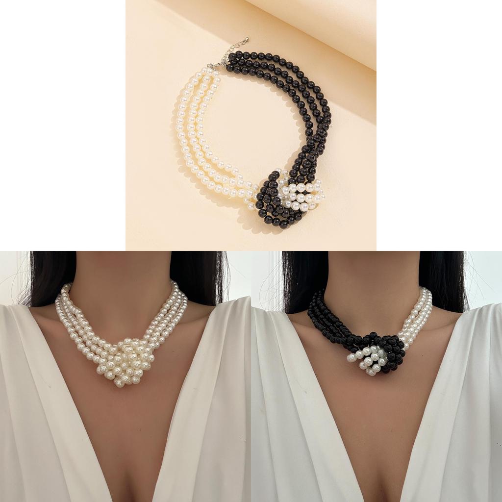 Collana di Perle Multistrato per Donna con Design Geometrico Gioielli Artistici Fatti a Mano